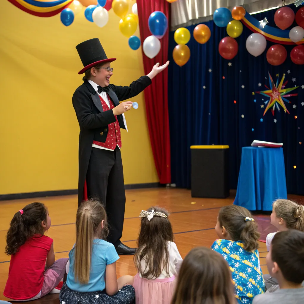 Magician performing a magic show for children